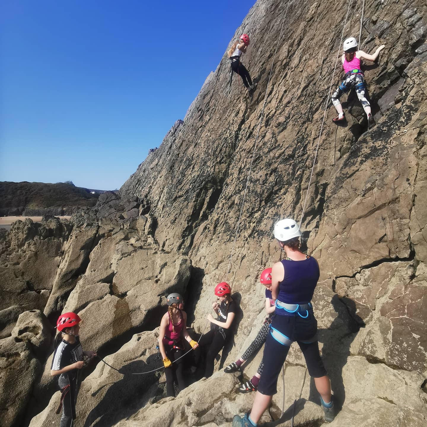 family and group climbing